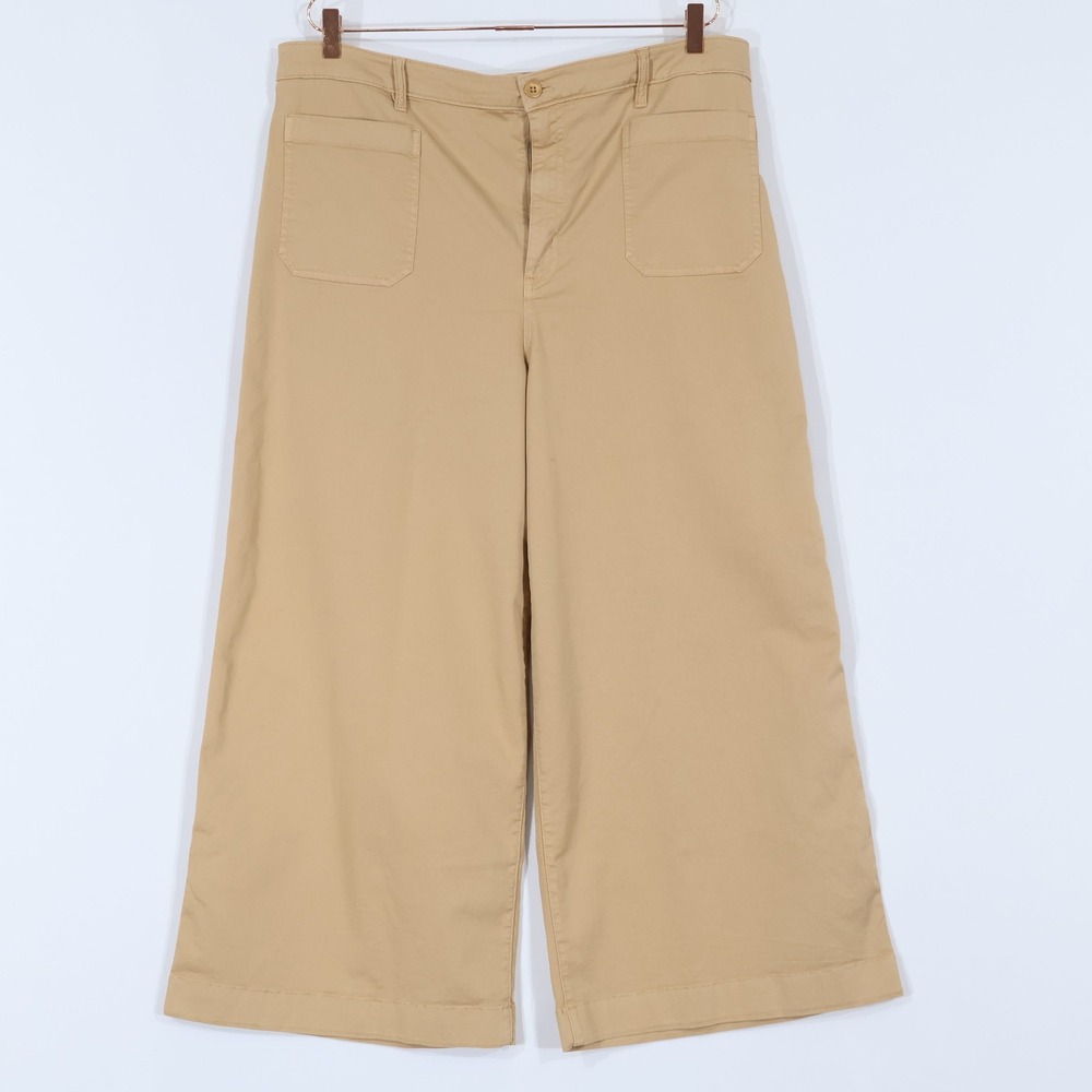 Lauren Ralph Lauren Wide Leg Cropped Pants Womens 16 Tan High Rise Utility NWD